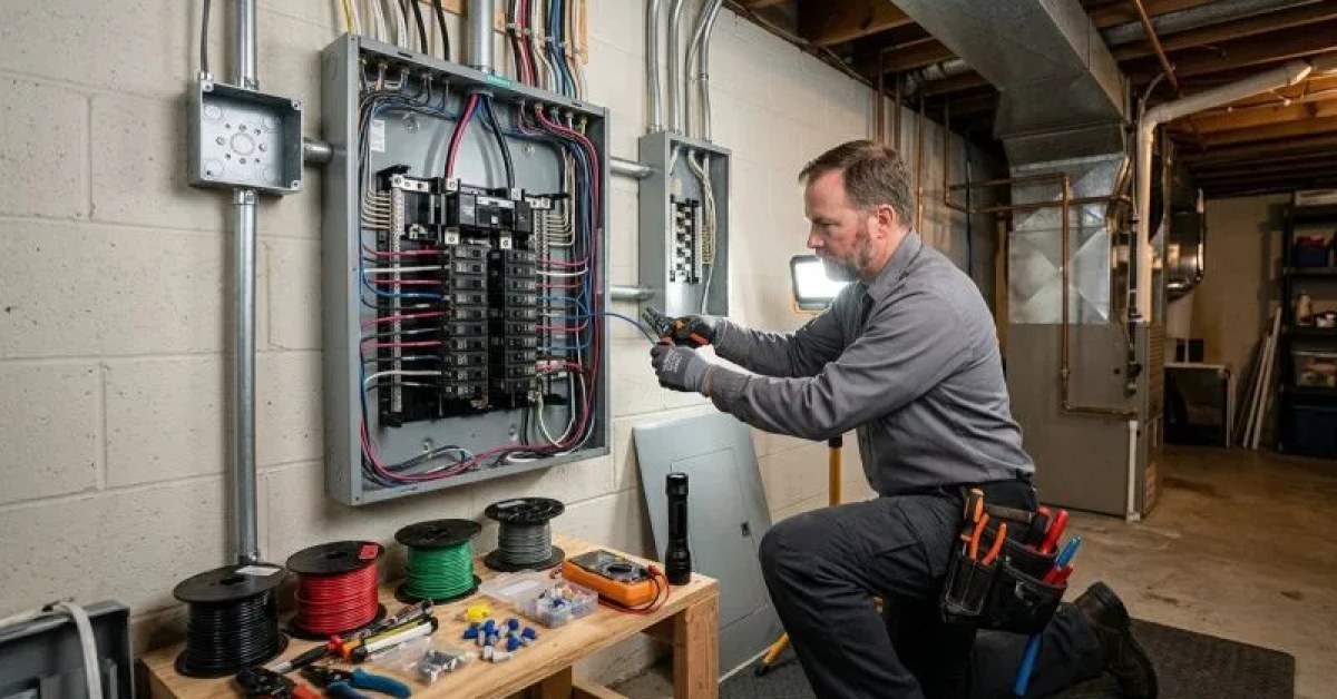 Electrician reviewing an electrical service estimate in Mesa, AZ