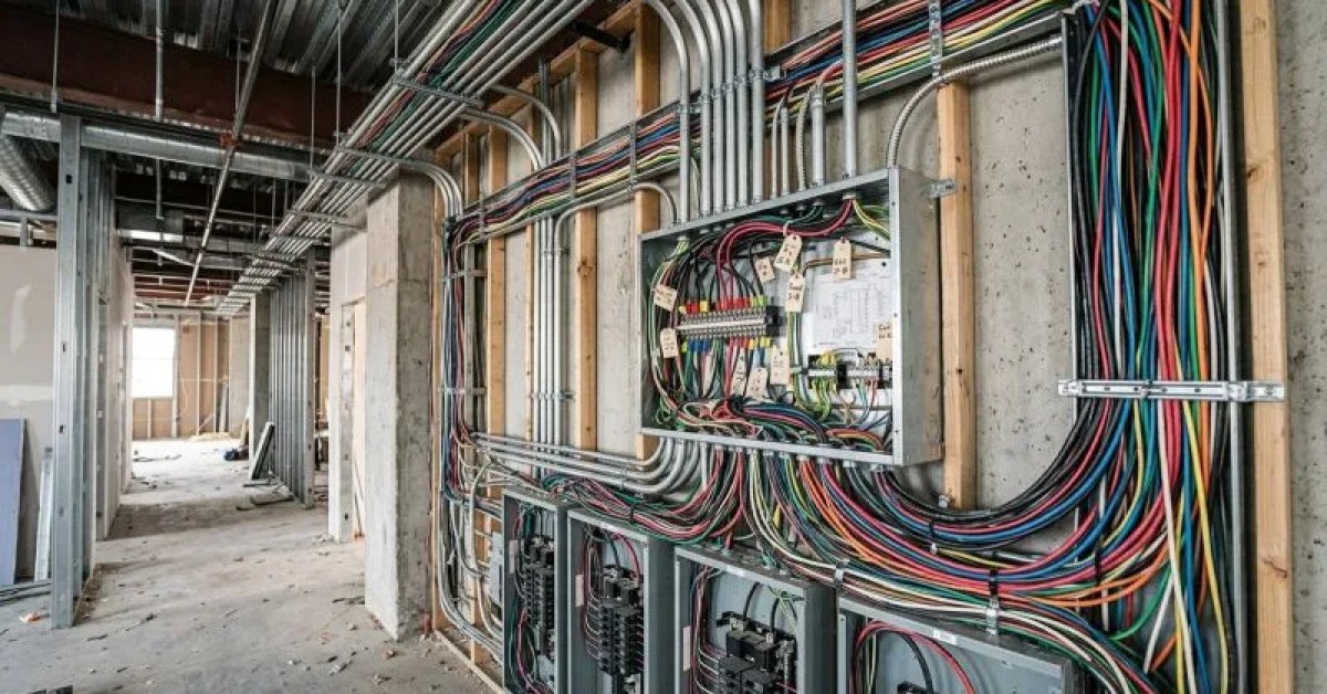 Construction electrical wiring work inside a Mesa, AZ property
