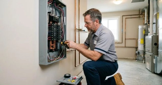 Interior lighting and electrical fixtures being reviewed in a home